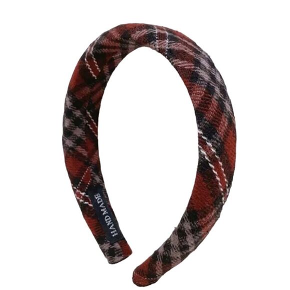 Wine Red Plaid Headband - Picture 2 of 3